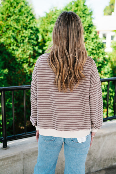Autumn Essence Striped Top - Mocha