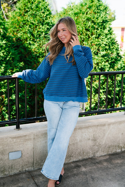 Autumn Essence Striped Top - Blue