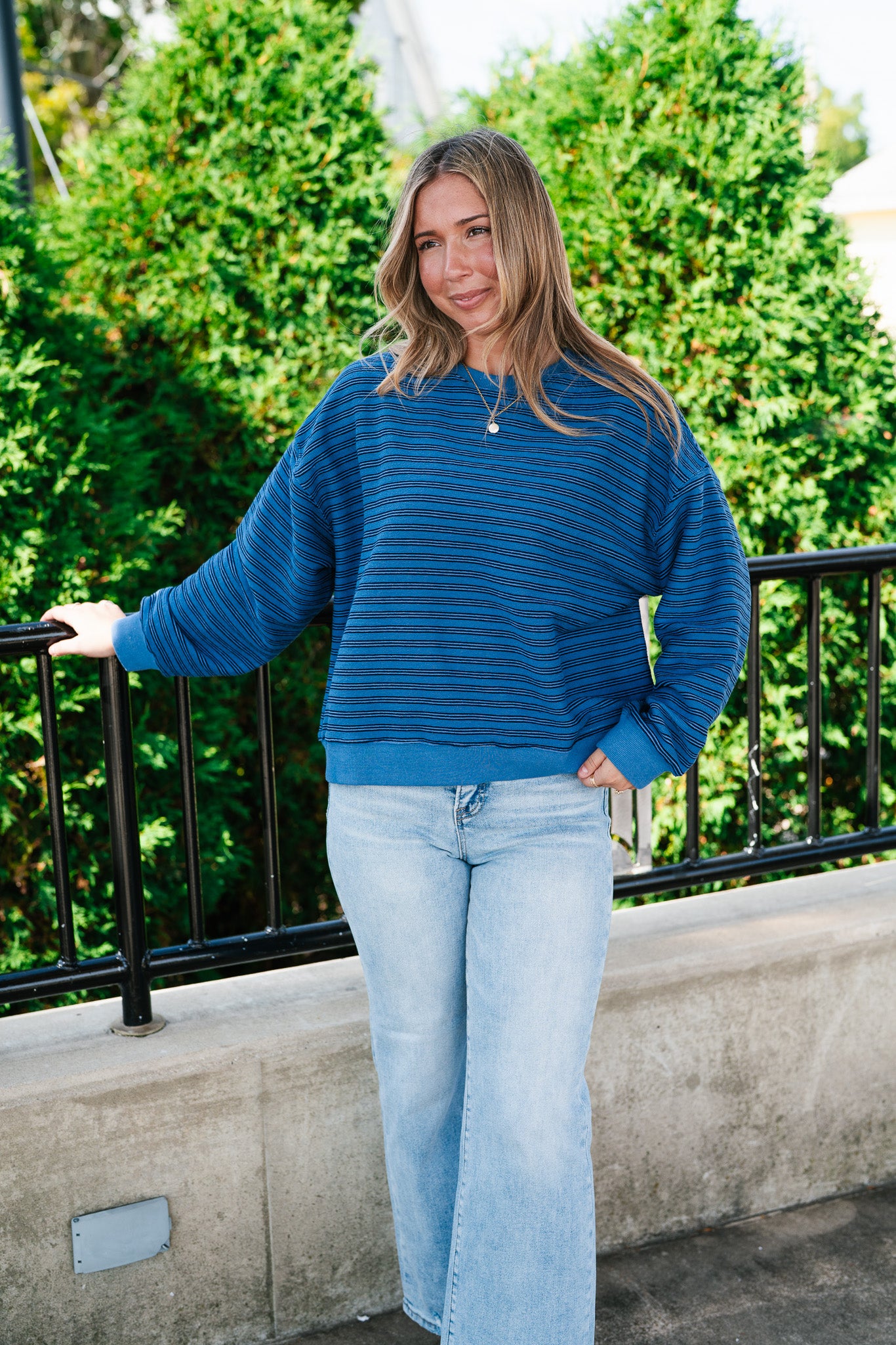 Autumn Essence Striped Top - Blue