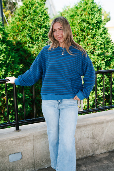 Autumn Essence Striped Top - Blue
