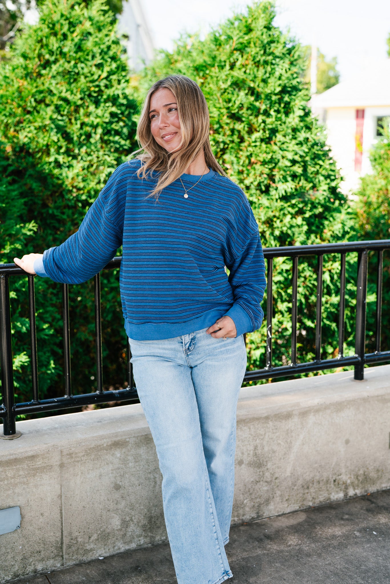 Autumn Essence Striped Top - Blue