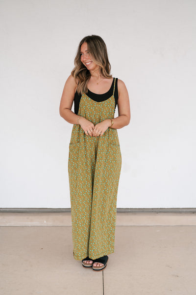 Dreamscape Floral Jumpsuit - Kiwi