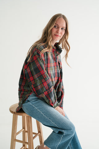 Weekend Wanderer Oversized Flannel - Ash