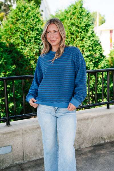 Autumn Essence Striped Top - Blue