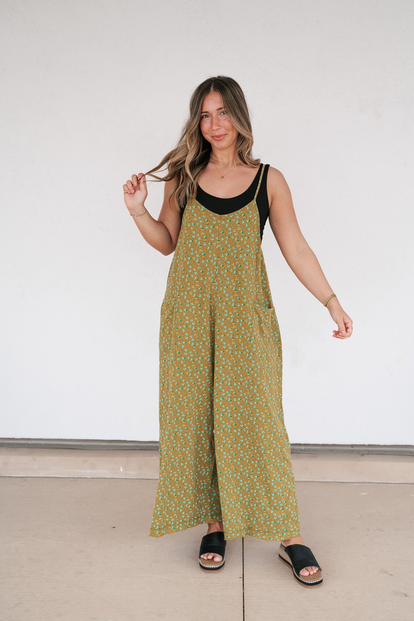 Dreamscape Floral Jumpsuit - Kiwi