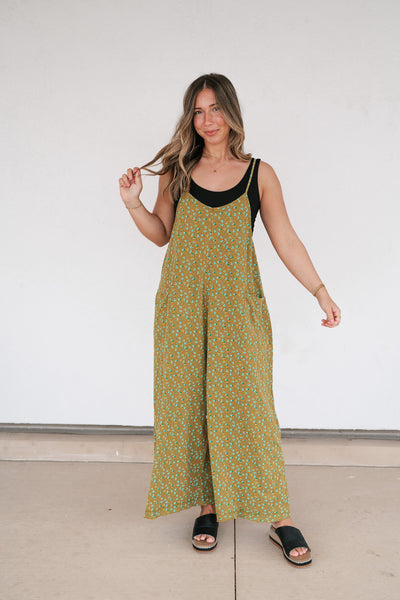 Dreamscape Floral Jumpsuit - Kiwi