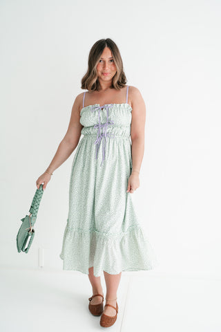 Sweet Chapter Tie Front Midi Dress