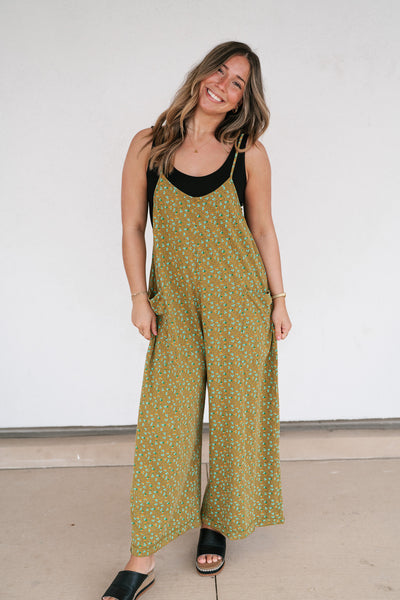 Dreamscape Floral Jumpsuit - Kiwi