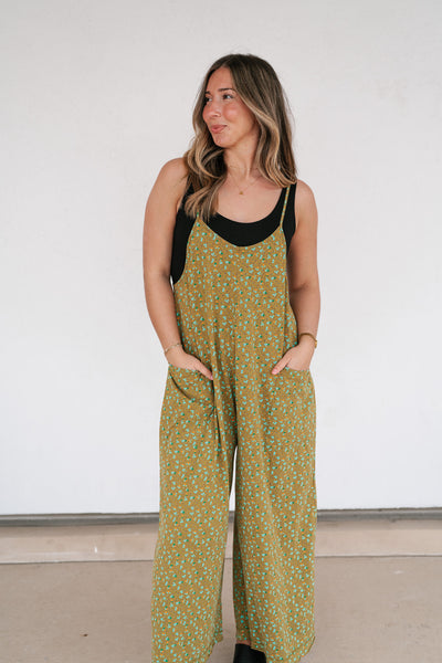 Dreamscape Floral Jumpsuit - Kiwi