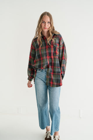 Weekend Wanderer Oversized Flannel - Ash