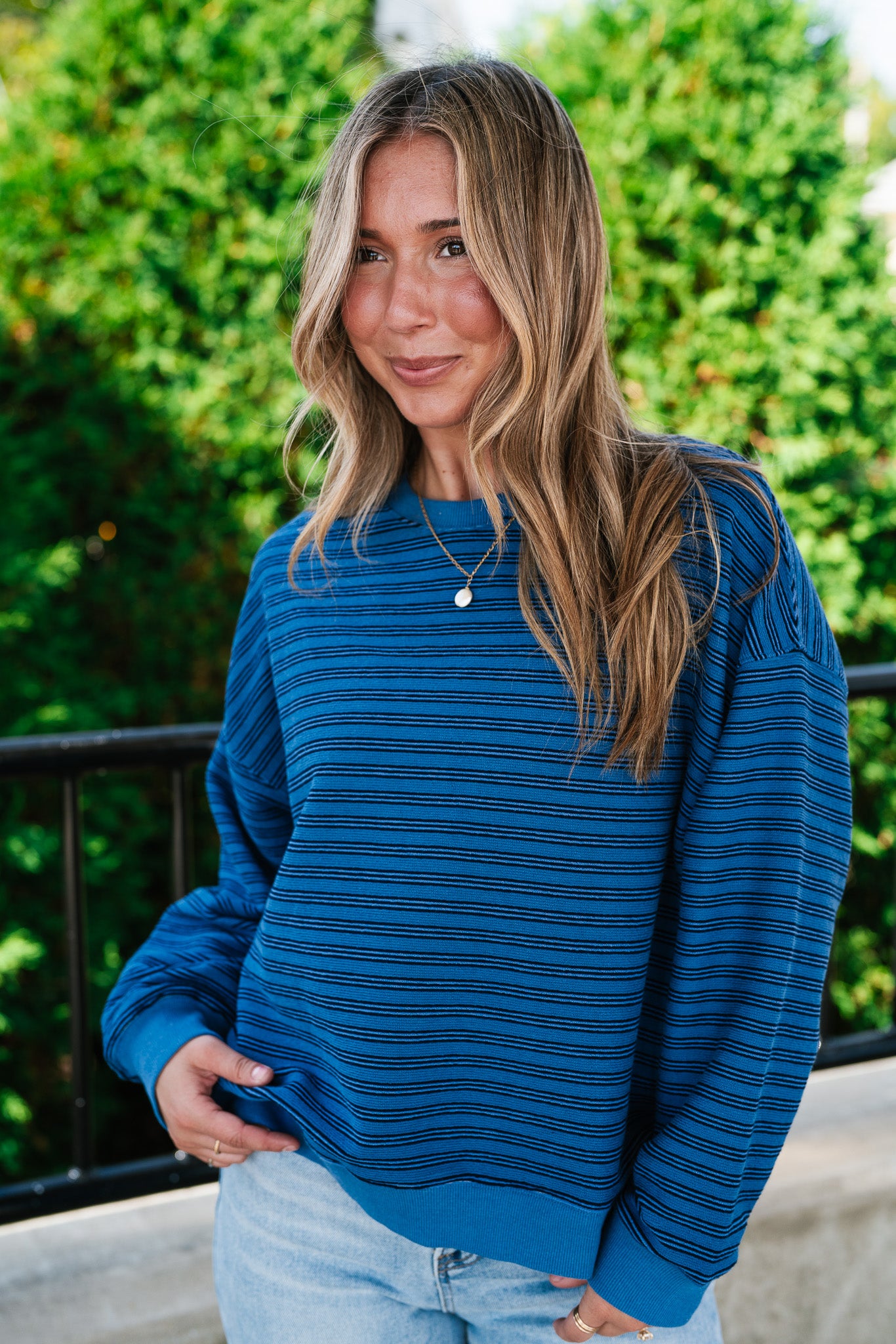 Autumn Essence Striped Top - Blue