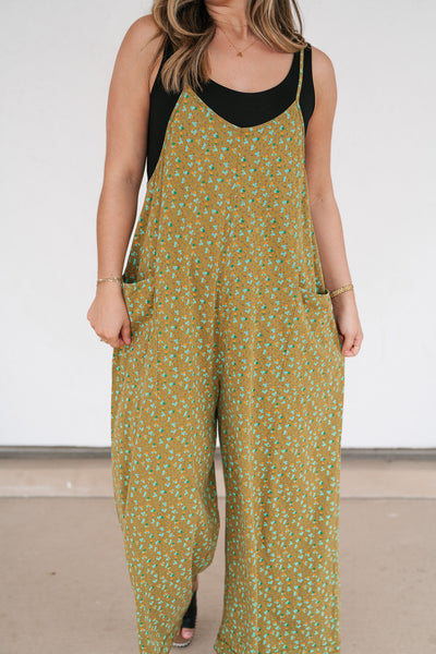 Dreamscape Floral Jumpsuit - Kiwi