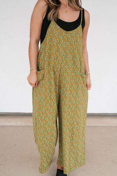 Dreamscape Floral Jumpsuit - Kiwi