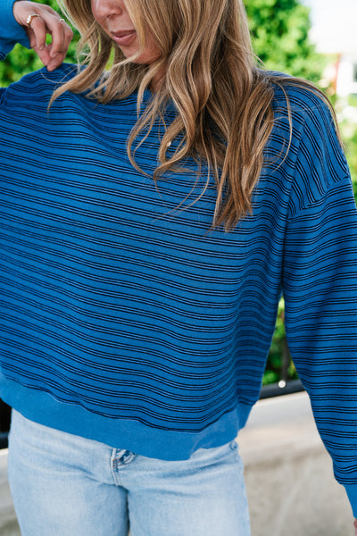 Autumn Essence Striped Top - Blue
