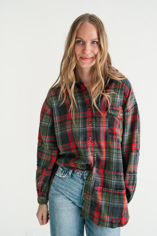Weekend Wanderer Oversized Flannel - Ash