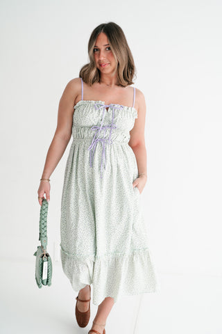 Sweet Chapter Tie Front Midi Dress