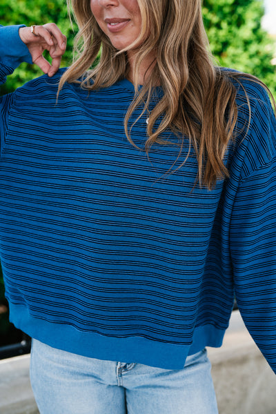 Autumn Essence Striped Top - Blue