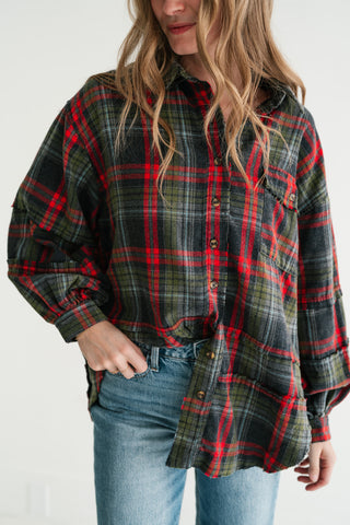 Weekend Wanderer Oversized Flannel - Ash