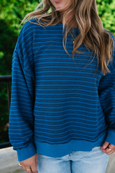 Autumn Essence Striped Top - Blue