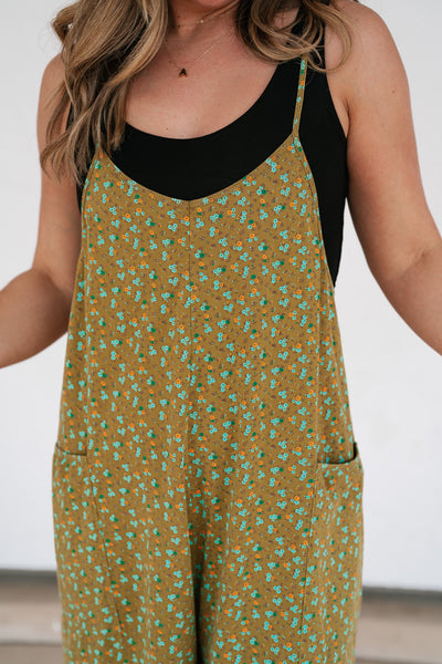 Dreamscape Floral Jumpsuit - Kiwi