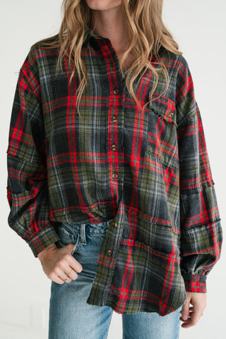 Weekend Wanderer Oversized Flannel - Ash