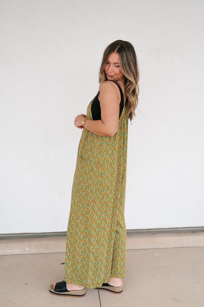 Dreamscape Floral Jumpsuit - Kiwi