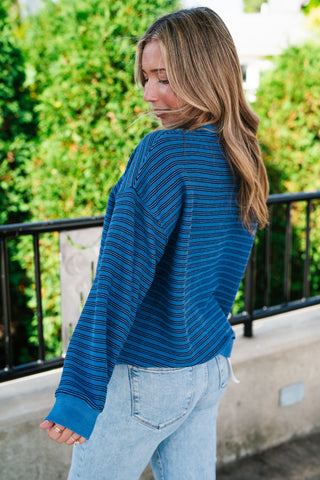 Autumn Essence Striped Top - Blue