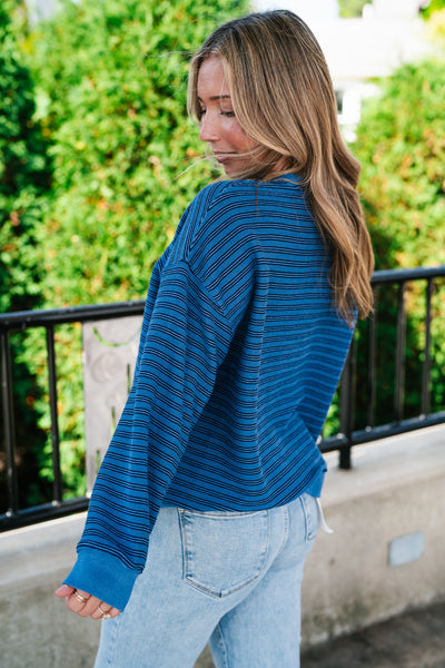 Autumn Essence Striped Top - Blue