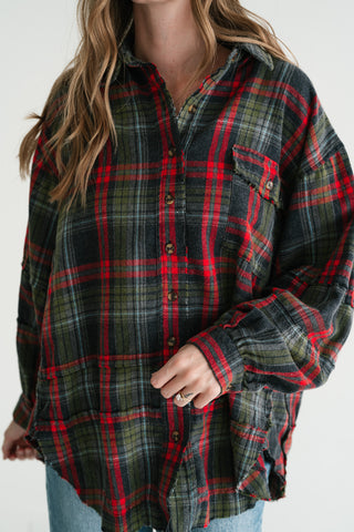 Weekend Wanderer Oversized Flannel - Ash