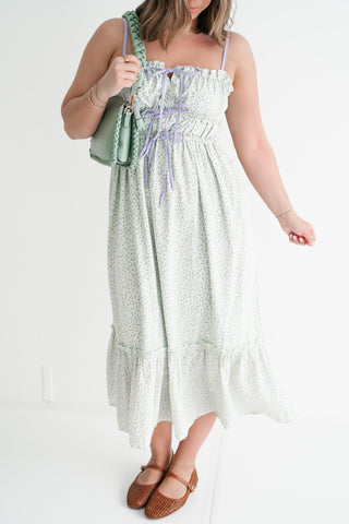 Sweet Chapter Tie Front Midi Dress