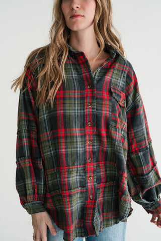 Weekend Wanderer Oversized Flannel - Ash
