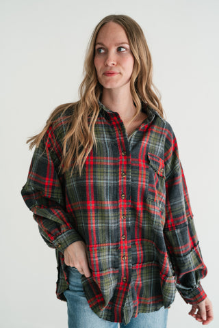 Weekend Wanderer Oversized Flannel - Ash