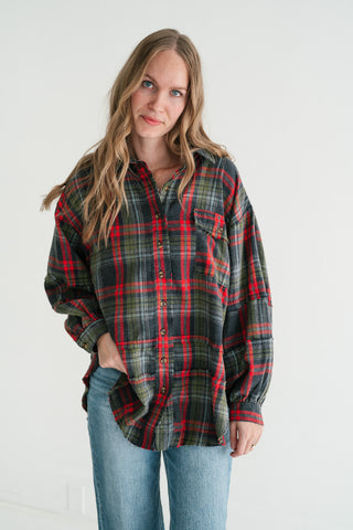 Weekend Wanderer Oversized Flannel - Ash