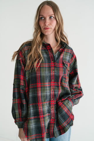 Weekend Wanderer Oversized Flannel - Ash