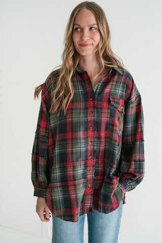 Weekend Wanderer Oversized Flannel - Ash