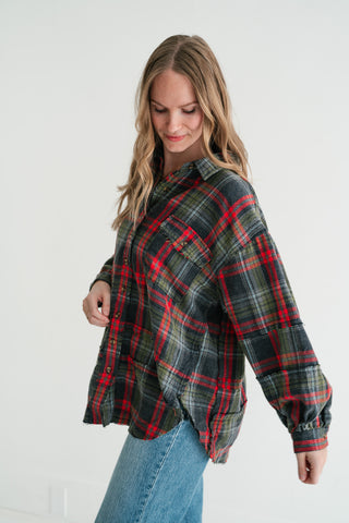 Weekend Wanderer Oversized Flannel - Ash