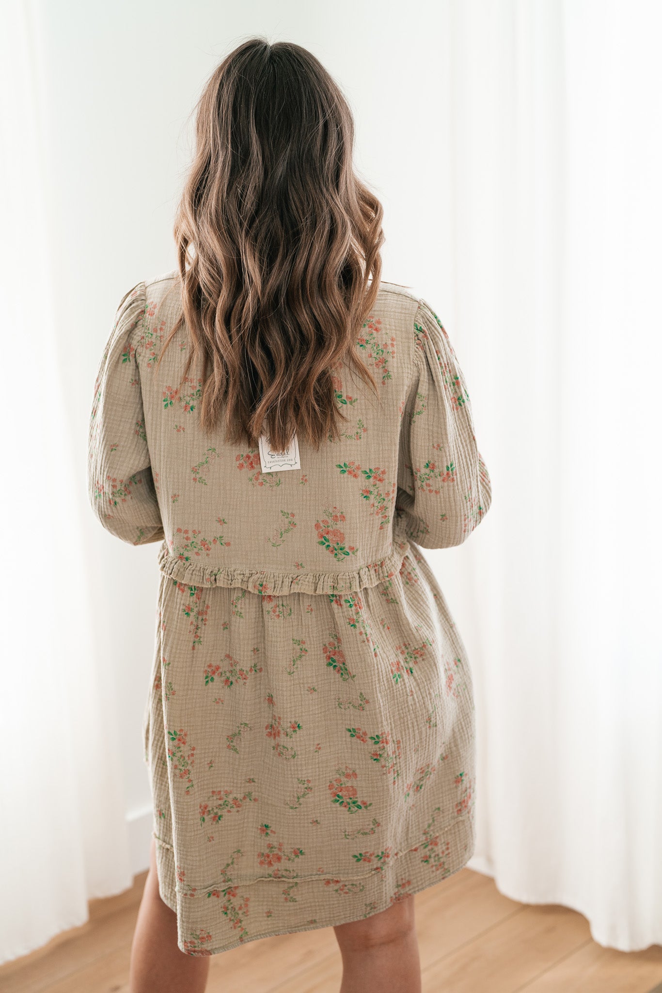 Country Side Floral Gauze Dress - Faded Sage