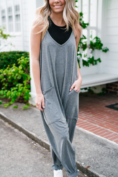 Free As Can Be Jumpsuit- Grey