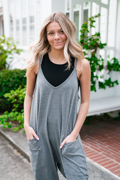 Free As Can Be Jumpsuit- Grey