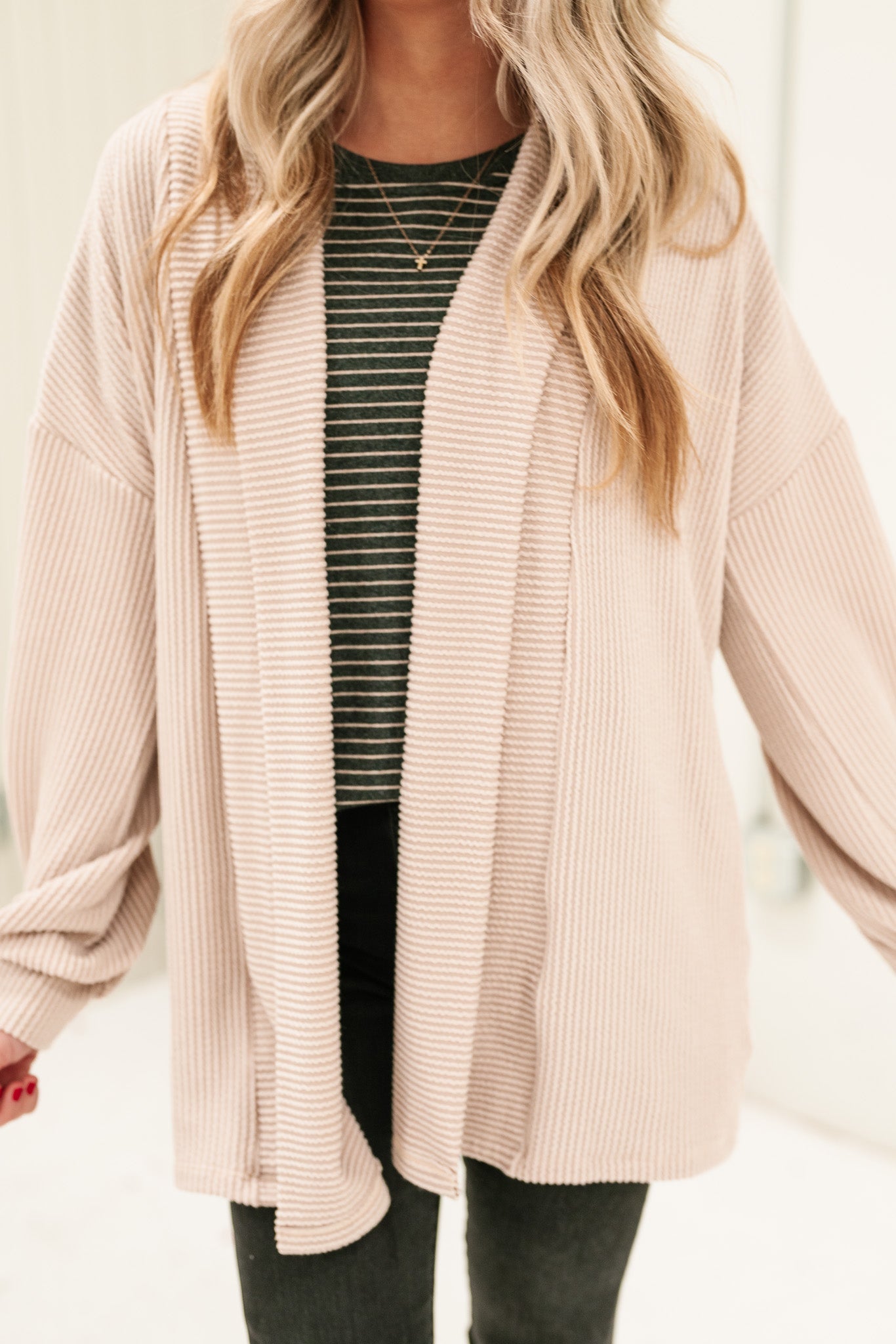 Comfort Is Calling Ribbed Cardigan- Taupe