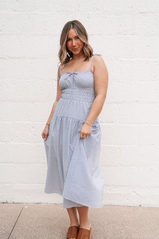 The Hamptons Pinstripe Midi Dress