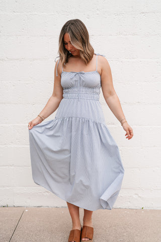 The Hamptons Pinstripe Midi Dress