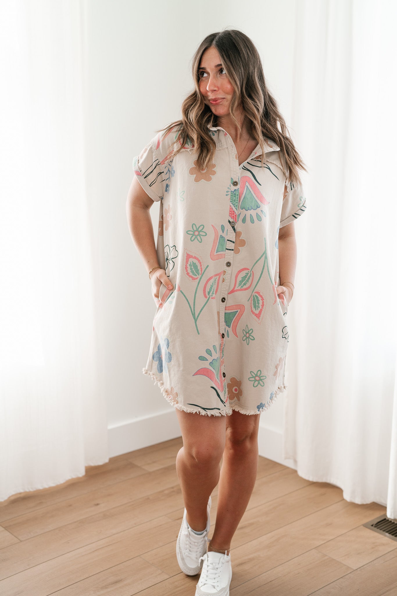 Boho Blooms Button Up Floral Dress