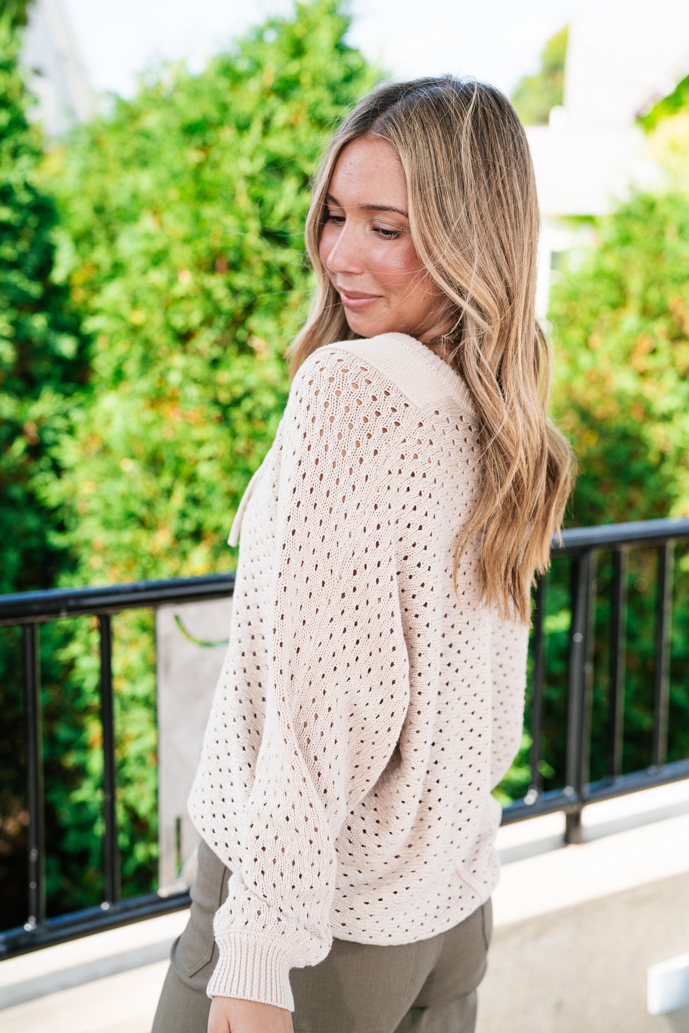 Cottage Henley Button Front Knit Sweater