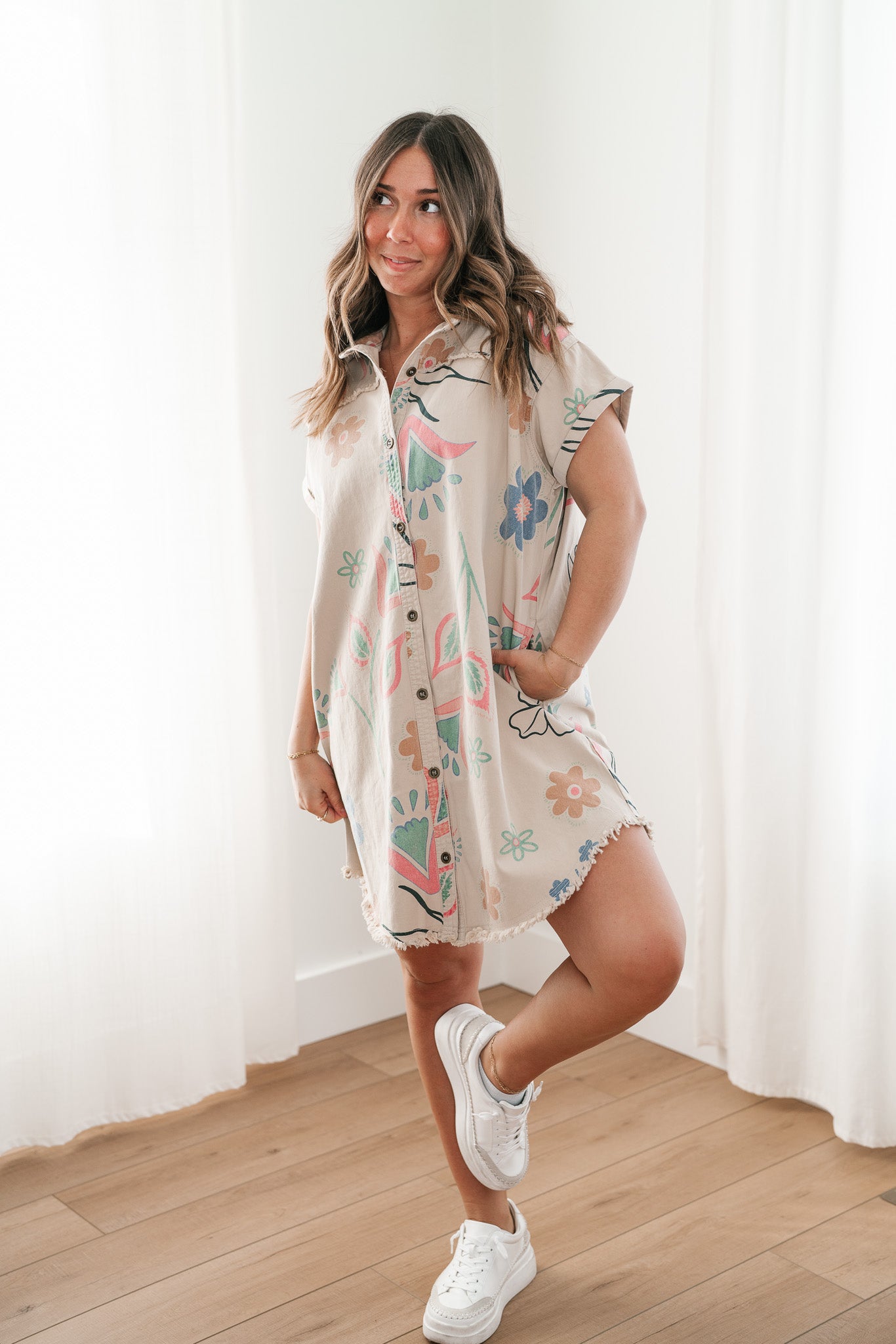 Boho Blooms Button Up Floral Dress