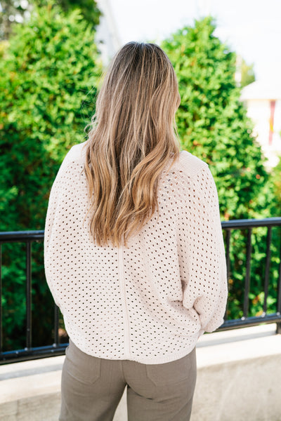 Cottage Henley Button Front Knit Sweater