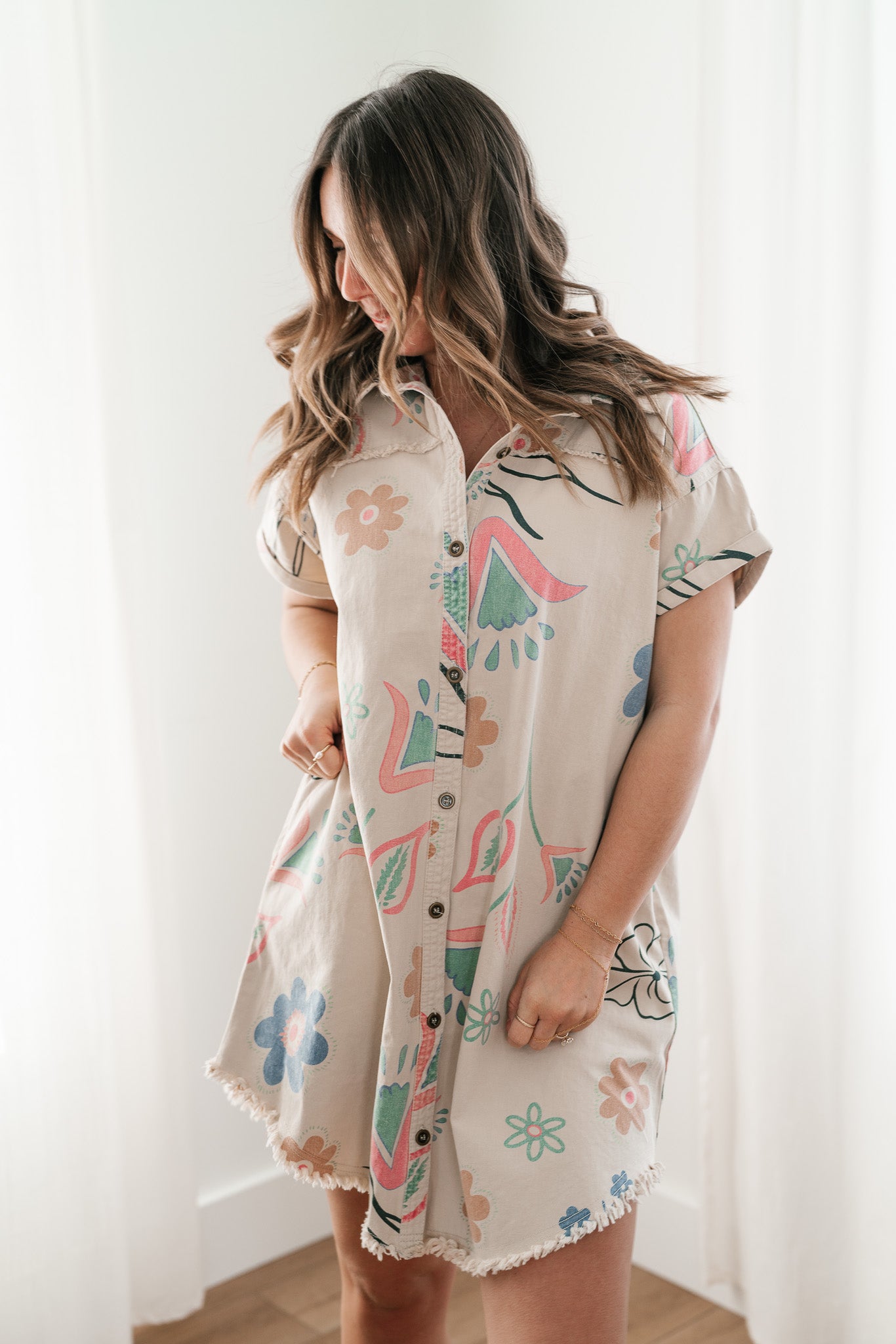 Boho Blooms Button Up Floral Dress