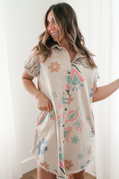 Boho Blooms Button Up Floral Dress