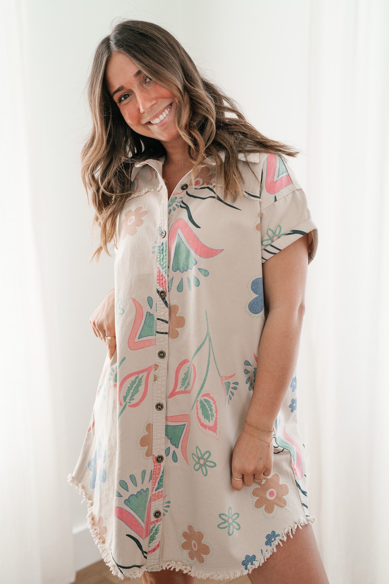 Boho Blooms Button Up Floral Dress