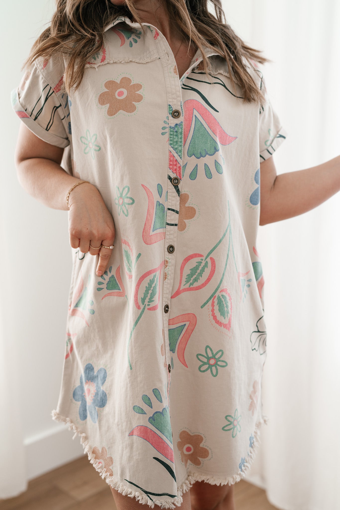 Boho Blooms Button Up Floral Dress